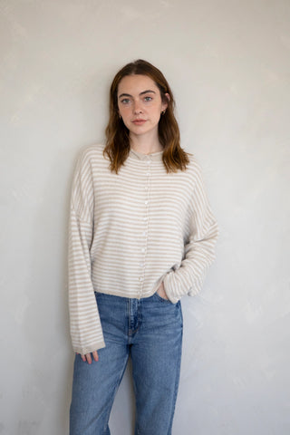 Piper Cardigan - Cream Stripe
