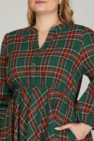 Plaid Tidings Pocket Dress