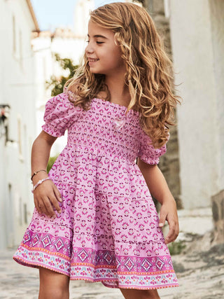 Plum Floral Smocked Dress - Girl