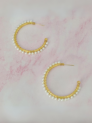 Precious Pearl Bead Hoop Earrings