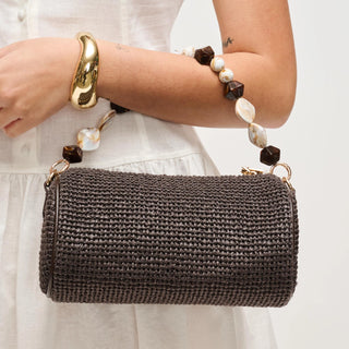 Rachel Straw Clutch Chocolate