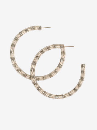 Raquel Striped Hoops Silver