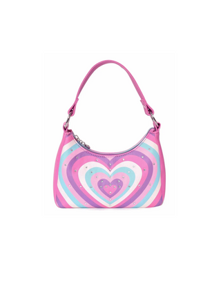 Rayed Heart Rhinestone Heart Mini Crescent Bag