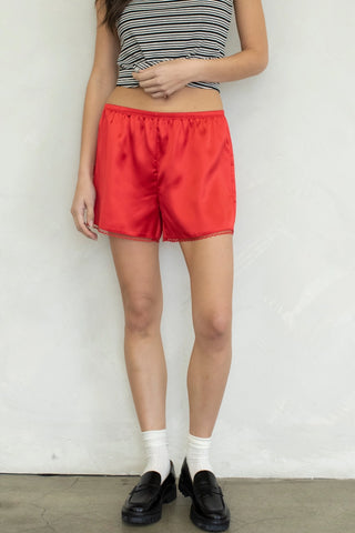 Red Satin Shorts