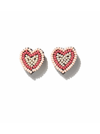 Rose Heart Stud Earrings Light Pink