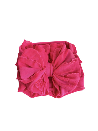 Ruffled Headband - Neon Pink