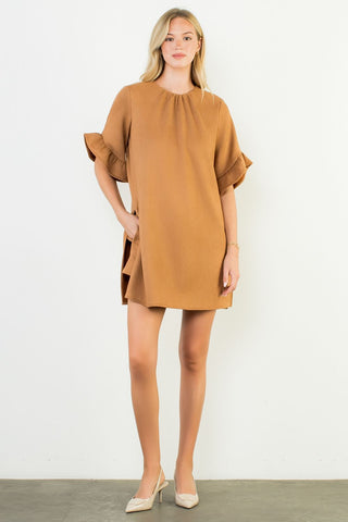 Sally Suede Romper Dress Camel