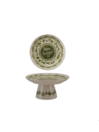 Stoneware Pedestal Green