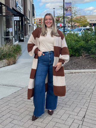Suki Bubble Duster Cardigan - Brown/Camel