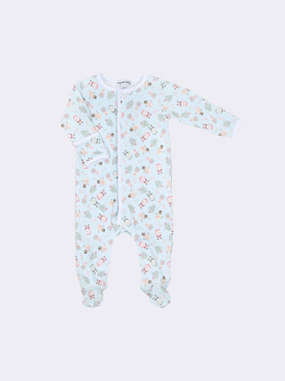 Sweet Little Christmas Print Footie - Blue