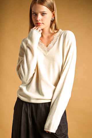 The Long Sleeve Lace Knit Top