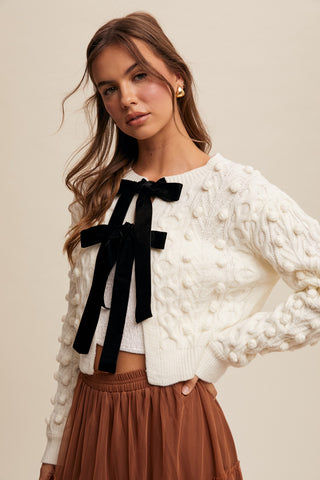 Tied and True Bow Cardigan - Cream