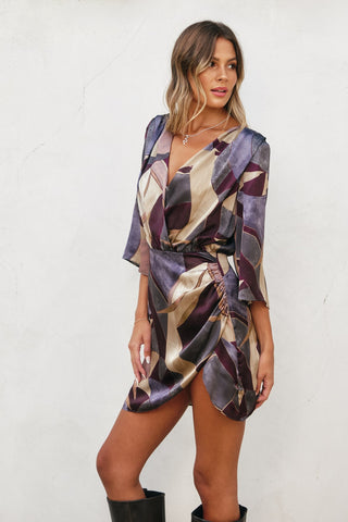 Umber Mosaic Mini Dress