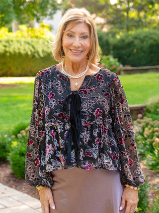 Velvet Feels Floral Tie Top