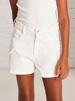 White Denim Cargo Shorts