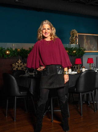 Wine Pleated Top