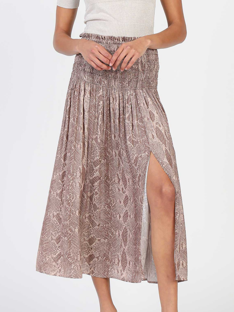 Snake Print Midi Skirt