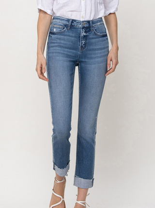 Janet Mid Rise Cuff Crop Slim