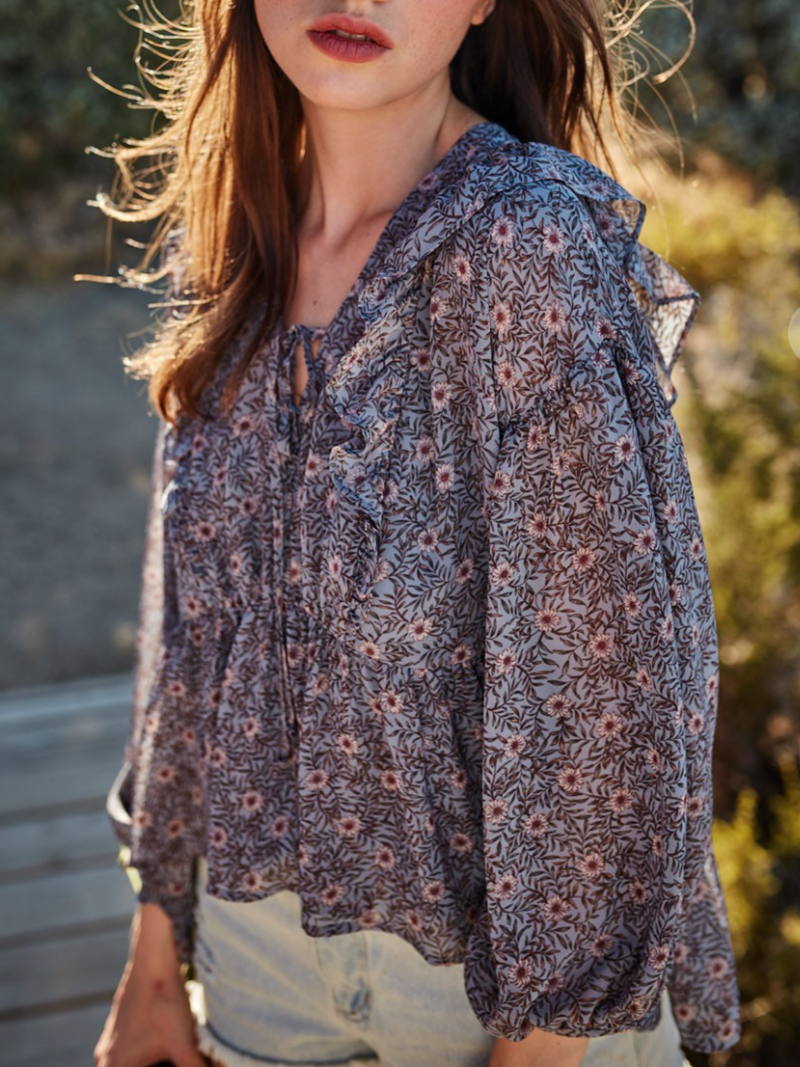 Daytrippin' Blue Floral Peplum