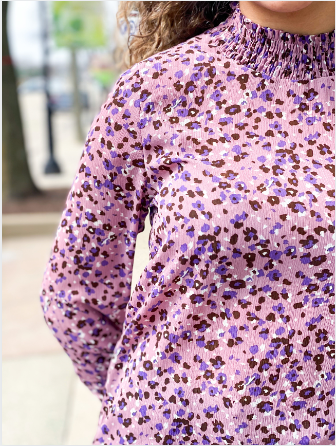 Romantic Floral Purple Blouse