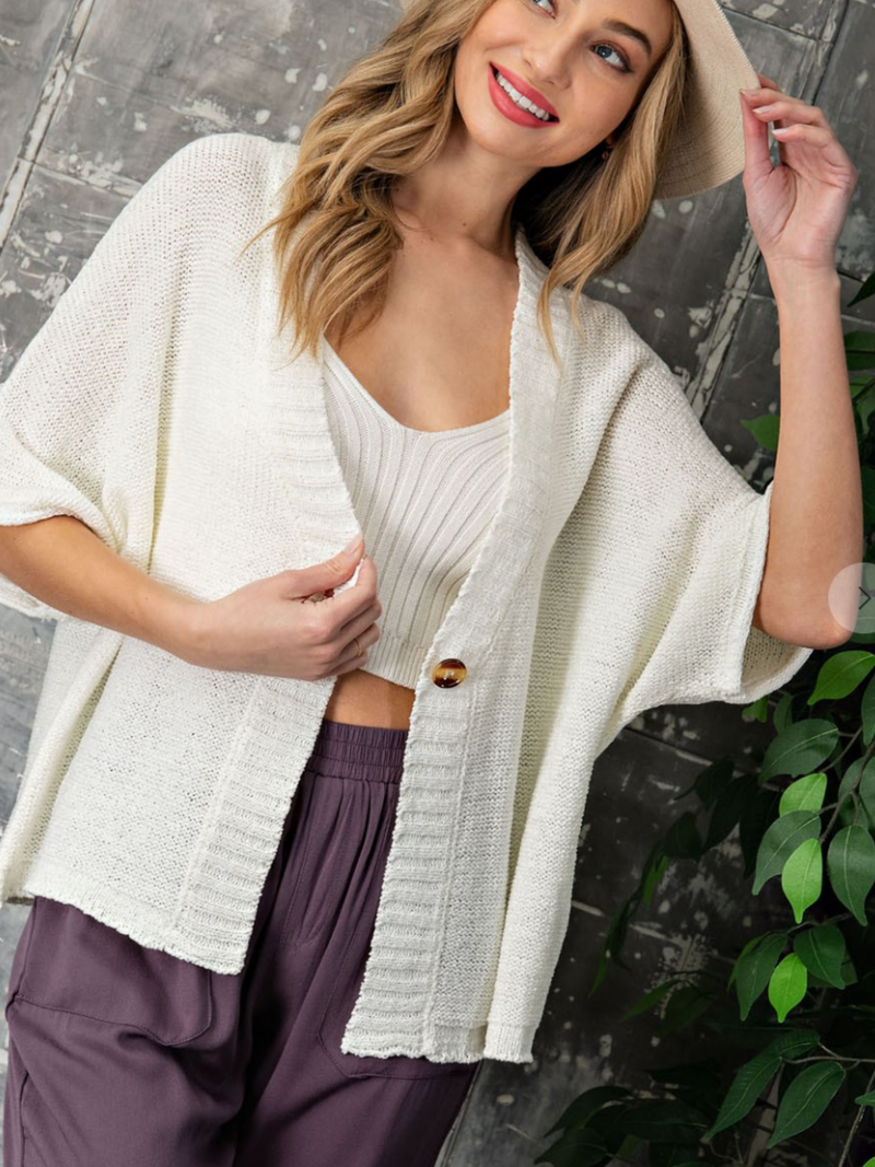Bethany White Button Cardigan