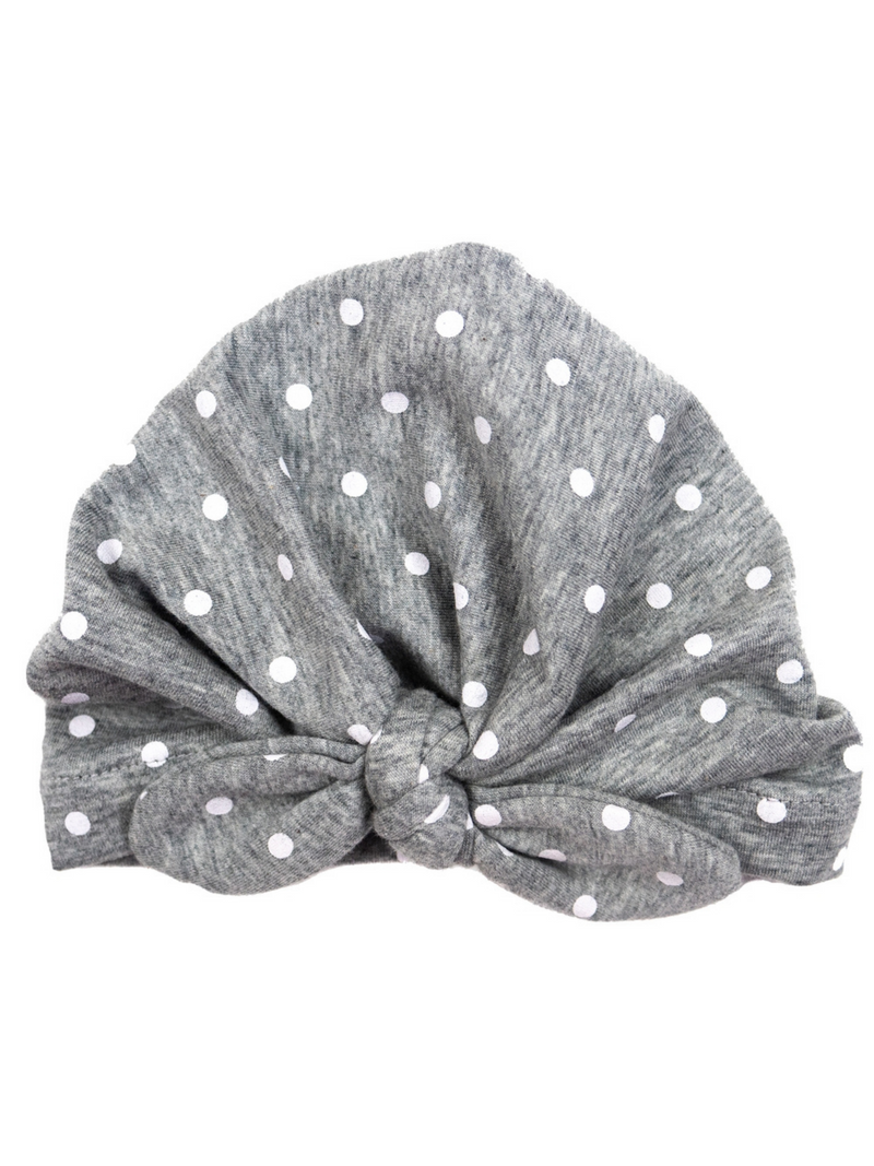 Turban Headwrap - Grey Dot